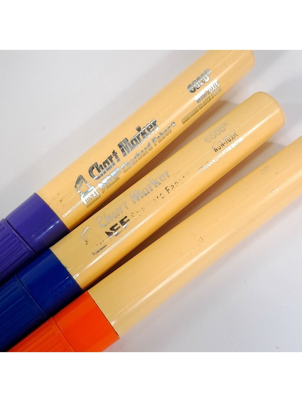 Vintage Eberhard Faber Chart Marker Felt-Tip Markers set 3 purple blue orange